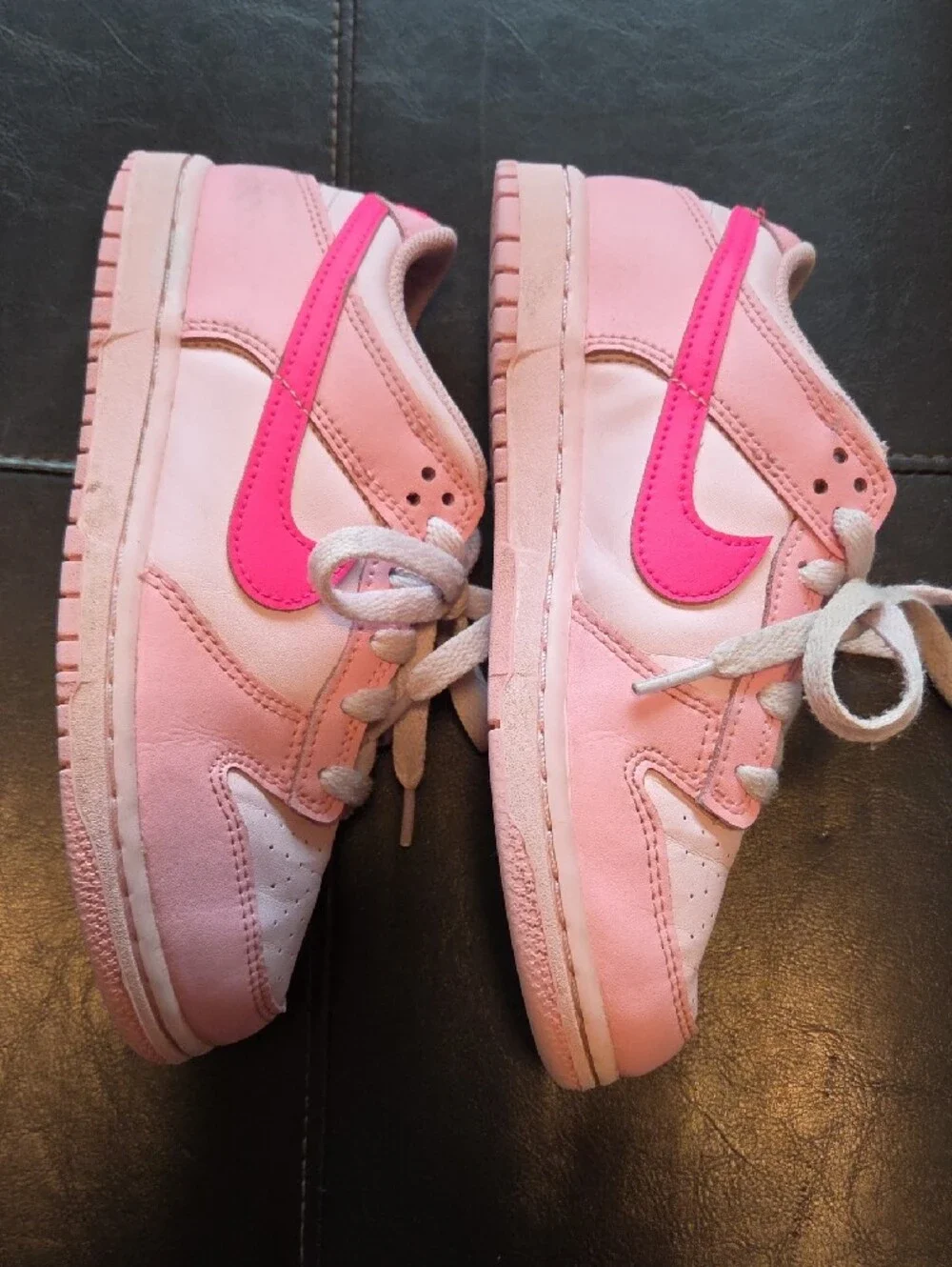 Nike Light Pink Low-Top Sneakers with Hot Pink Swoosh